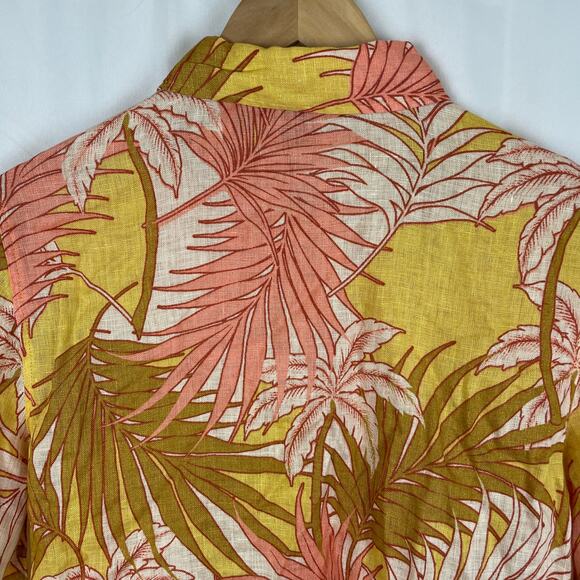 Tahari Womens 100% Linen Tropical Orange/Pink Long Sleeve Button Up Shirt Size M - Picture 6 of 8